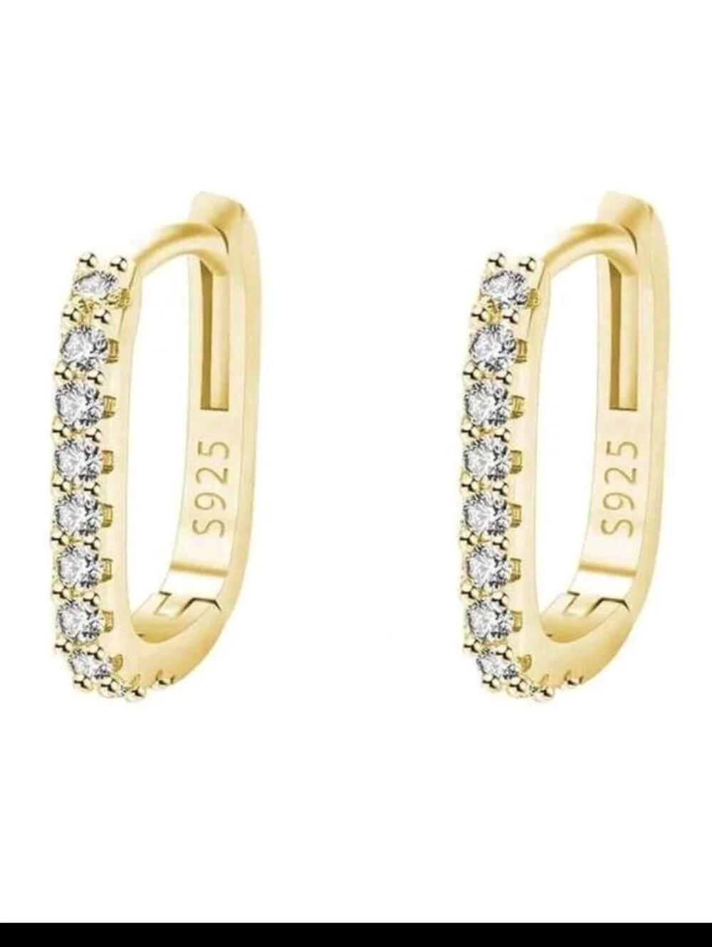 Gold Pavé Hoop Earrings S925 Sterling Silver